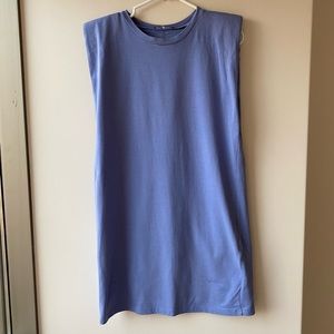 Zara blue padded shoulder t shirt dress size S